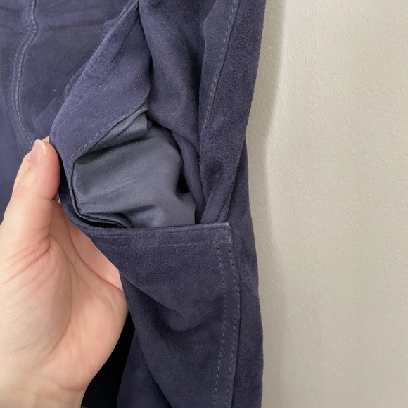 Whistles A-Line Suede Skirt, Navy, US 6 - Picture 5 of 9